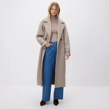 Dámský kabát Reserved - Kabát ze směsi vlny - šedobéžová - 047HV-74X - 047HV-74X-S