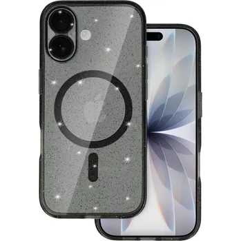 Pouzdro na mobilní telefon Zadní kryt Glitter Magsafe pro iPhone 17 black clear