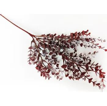 umělá květina Eukalyptus větev, zasněžená, bordó, 55 cm