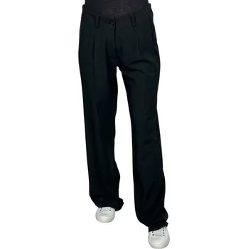 Dámské kalhoty Vegas Dámské černé modní společenské kalhoty s širokými nohavicemi Černá, 4XL