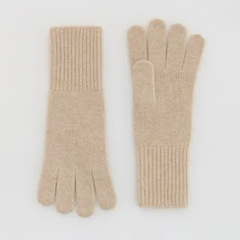 Čepice Reserved - Vlněné rukavice s příměsí kašmíru - béžová - 270GX-08M - 270GX-08M-ONE