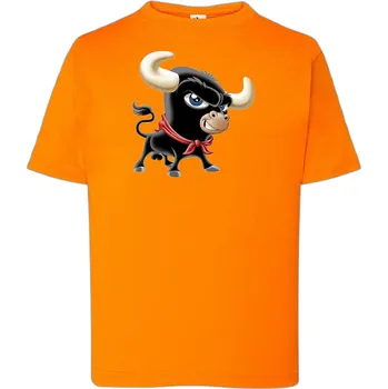 Chlapecké tričko detske-levne-bavlnene-tricko-potisk-byk-Ferdinand Barva: Orange - oranžová, Dětská bavlněná trička JHK: M