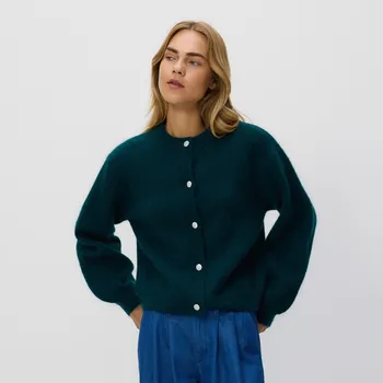 Dámský svetr Reserved - Kardigan s vlnou a moherem - ocelově zelená - 077GS-96X - 077GS-96X-M