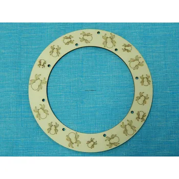 Dřevěná hračka Dřevěný výřez, O104, lapač snů, KRUH-PAVOUCI, 16,2cm, 1ks