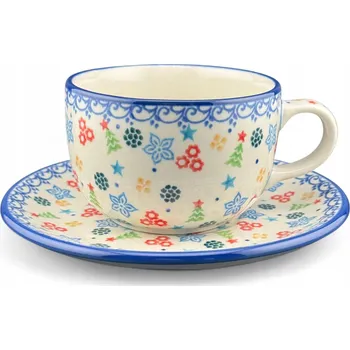 Šálek s podšálkem 200 ml UNIKÁT Vánoční U4858 Bolesławiec