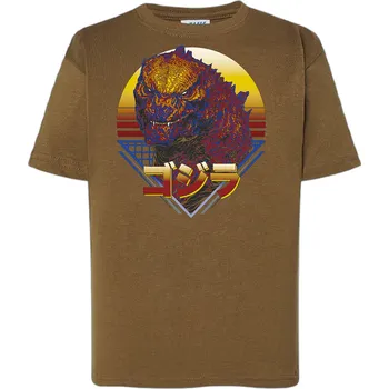 Chlapecké tričko detske-levne-bavlnene-tricko-potisk-Godzila Barva: Khaki, Dětská bavlněná trička JHK: S