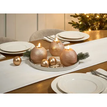 Svíčka Sada 3 dekorativních LED svíček zlatá plastové kulaté svíčky z parafínu sezónní světelné dekorace Beliani