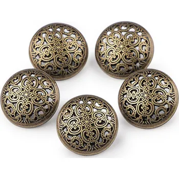 Knoflík Kovový knoflík filigrán velikost 24", 28", barva 11 (28") staromosaz