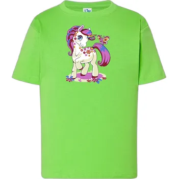 Dívčí tričko detske-levne-bavlnene-tricko-potisk-bily_jednorozec Barva: Lime - limetková, Dětská bavlněná trička JHK: XL
