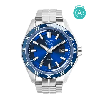 JVD Pánské ocelové vodotěsné ocelové hodinky AUTOMATY JVD JE1013.4 - modrý číselník