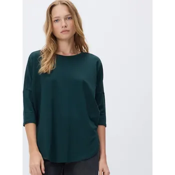 Reserved - Tričko s dlouhými rukávy a vysokým podílem modalu - tmavě zelená - ZI663-79X - ZI663-79X-XXL