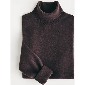 Dámský svetr Reserved - Vlněný rolák s kašmírem - tmavě hnědá - TE800-89X - TE800-89X-L