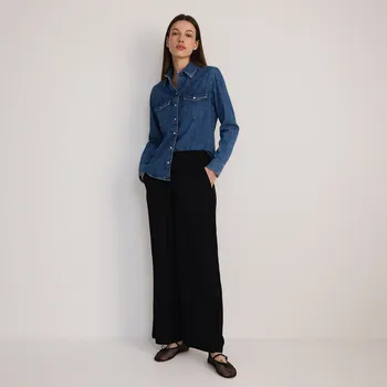 Dámské kalhoty Reserved - Široké viskózové kalhoty - černý - 1065P-99X - 1065P-99X-XS