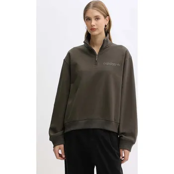 Dámská mikina Mikina adidas Originals Essentials dámská, zelená barva, hladká, JW1025 89X, vel. XXS