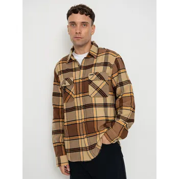 Pánská košile Brixton Bowery Flannel (sand/pinecone/solar orange) XL, hnědá