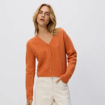 Dámský svetr Reserved - Vlněný kardigan - oranžová - 063GS-22X - 063GS-22X-M
