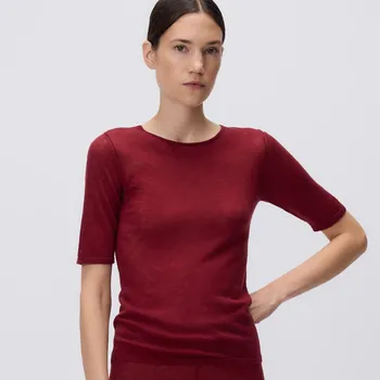 Dámské tričko Reserved - Vlněné tričko - bordó - 458IY-53X - 458IY-53X-L