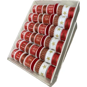 Vánoční dekorace Red & Gold Spirit – Vánoční set stuh a provázků 96m, 48ks, (7,30Kč/m)