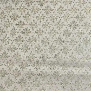 EU Vánoční gobelínová látka zlaté vločky na bílé š.160 cm