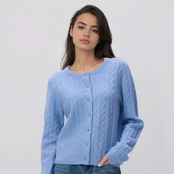 Dámský svetr Reserved - Vlněný kardigan - světle modrá - 066GS-50X - 066GS-50X-L