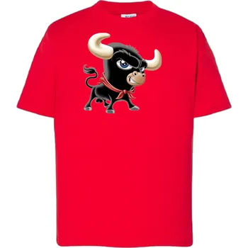 Chlapecké tričko detske-levne-bavlnene-tricko-potisk-byk-Ferdinand Barva: Red - červená, Dětská bavlněná trička JHK: L