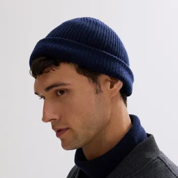 Čepice Reserved - Vlněná čepice s příměsí kašmíru - tmavomodrá - 269GX-59M - 269GX-59M-ONE