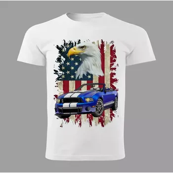 Pánské tričko Pánské tričko Ford Mustang Shelby GT500 bílé vel. XL (Pánské tričko s osobním autem)