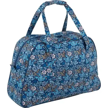 Organizér galanterie Velká taška na pletení a háčkování - Modré květy (Sewing Machine Bag Woodblock Floral)