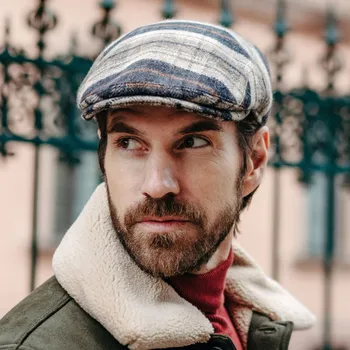 Čepice GÖTTMANN Pánská zimní bekovka s klapkami na uši – kostka - béžovo - černá K710-36 Vyberte velikost: 59