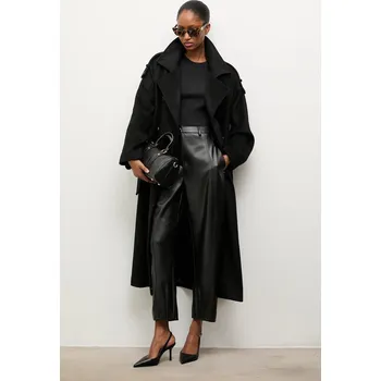 Dámský kabát Vlněný kabát Answear.LAB černá barva, přechodný, oversize WA24.KPD021 99X, vel. XL