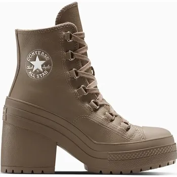 Dámské kozačky Kožené kotníkové boty Converse Chuck 70 De Luxe Heel dámské, hnědá barva, na podpatku, lehce zateplené, A13064C 88X, EUR 37