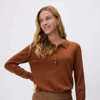 Dámský svetr Reserved - Svetr s příměsí vlny - zlatavá hnědá - 359GP-82X - 359GP-82X-XL