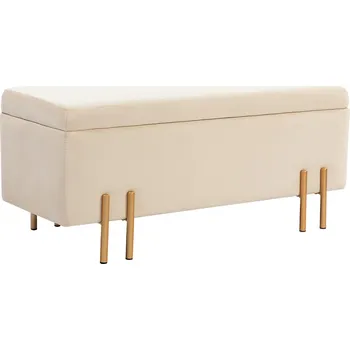 Čalouněná lavice s úložným prostorem 100 x 40 x 42 cm | béžová