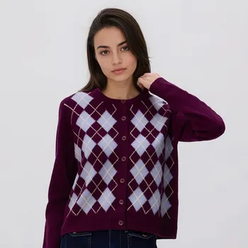 Dámský svetr Reserved - Vlněný kardigan - vícebarevná - 228HI-MLC - 228HI-MLC-XL