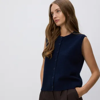 Dámský svetr Reserved - Vesta z&nbsp;vlny - tmavomodrá - 114GS-59M - 114GS-59M-XL