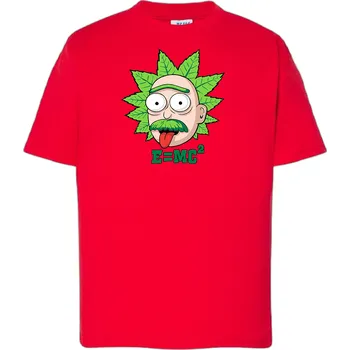 Chlapecké tričko detske-levne-bavlnene-tricko-potisk-einstein-rick-morty Barva: Red - červená, Dětská bavlněná trička JHK: M