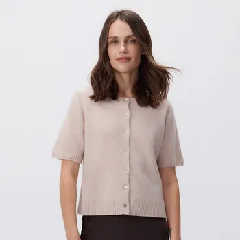 Dámský svetr Reserved - Vlněný kardigan - béžová - 053GS-08M - 053GS-08M-M