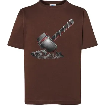 Chlapecké tričko detske-levne-bavlnene-tricko-potisk-Thor-kladivo Barva: Chocolate - čokoládově hnědá, Dětská bavlněná trička JHK: XL