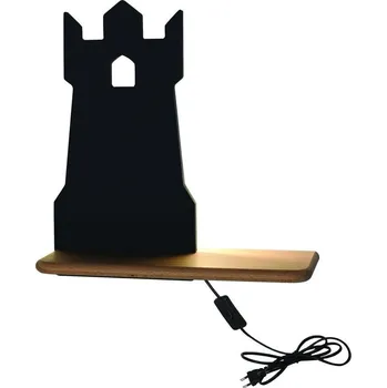 Nástěnné svítidlo Nástěnné LED svítidlo Tower černé, klasické dřevěné do dětského pokoje s kabelem 4W