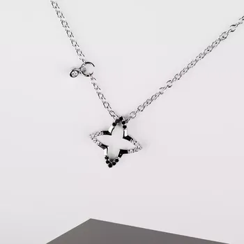 Šperk Aventia Black - stříbrný náhrdelník s bílými a černými zirkony