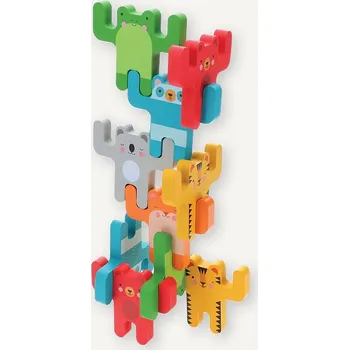 Dřevěná hračka Petit Collage Balanční hra Zvířecí akrobati - poškozený obal