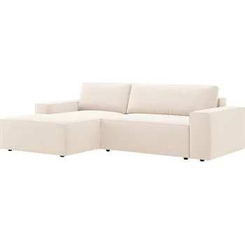 Pohovka Micadoni Béžová sametová rozkládací pohovka Jodie 246 cm, levá