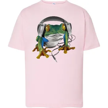 Dívčí oblečení detske-levne-bavlnene-tricko-potisk-zaba-sluchatka Barva: Pink - růžová, Dětská bavlněná trička JHK: XL