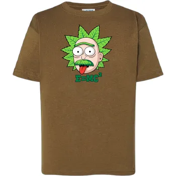 detske-levne-bavlnene-tricko-potisk-einstein-rick-morty Barva: Khaki, Dětská bavlněná trička JHK: S