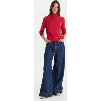 Dámský svetr Tommy Jeans Rolák Essential DW0DW21672 Červená Regular Fit XS