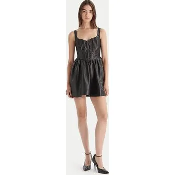 Dámské šaty Bardot Šaty z imitace kůže Savoy 60114DB Černá Regular Fit 8