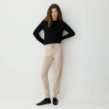 Dámské kalhoty Reserved Vlněné kalhoty s kašmírem béžová S