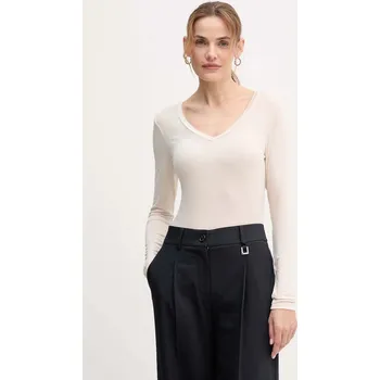 Pánské tričko Tričko s dlouhým rukávem s příměsí kašmíru United Colors of Benetton 3LRU3M076 béžová 02X, vel. XS