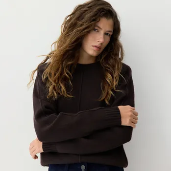 Dámský svetr Reserved - Svetr z vlny merino - tmavě hnědá - 455GX-89X - 455GX-89X-XS