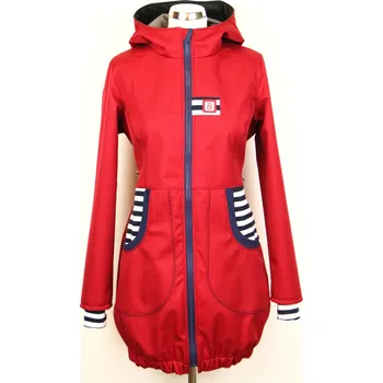 Člun Dámský softshellový kabát červený s námořními pruhy Velikost: 36